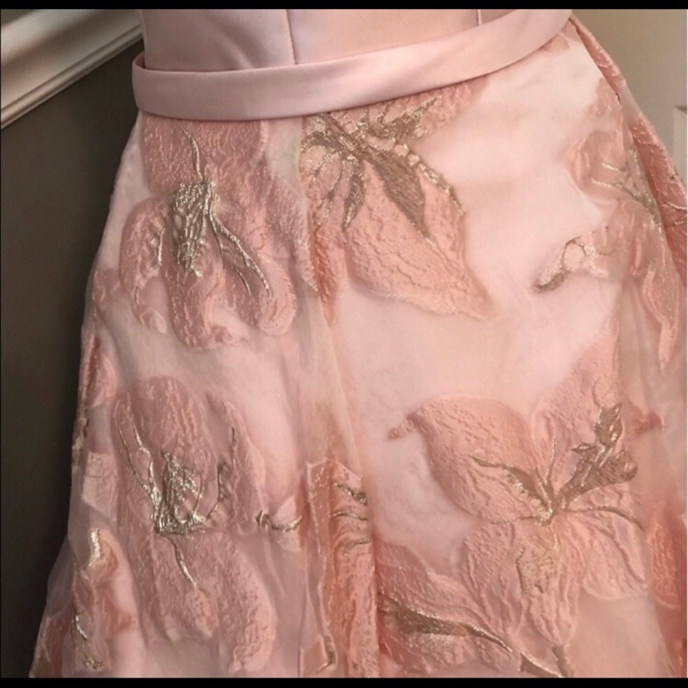 NEW JOVANI PINK SATIN FLORAL FORMAL BALLGOWN - Picture 4 of 5